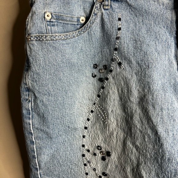 Lazer jeans denim shorts with sequins and beads size 18 - Picture 7 of 8